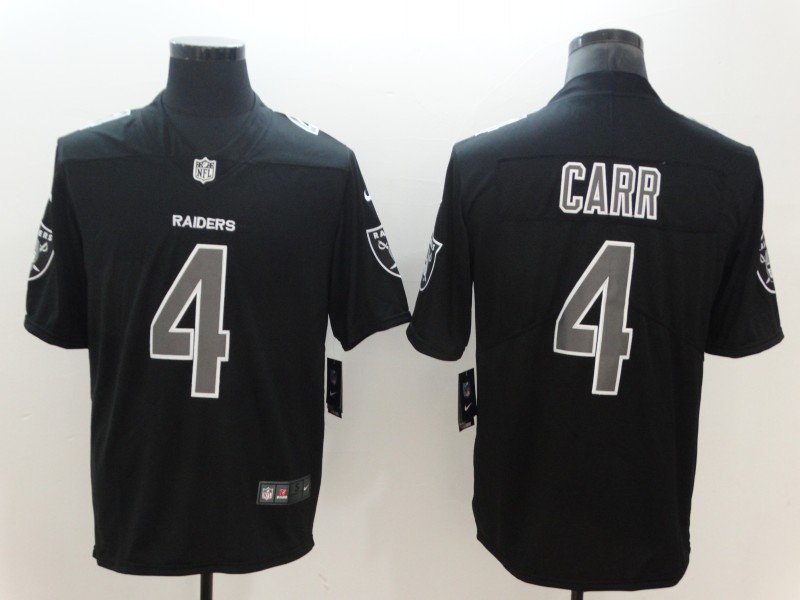 Men's Oakland Raiders 4# Derek Carr Limited Black Impact Stitched Jersey