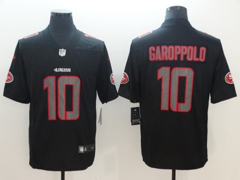 Men's San Francisco 49ers 10# Jimmy Garoppolo Limited Black Impact Stitched Jersey
