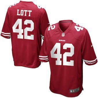 Men's San Francisco 49ers 42# Ronnie Lott Game Red Stitched Jersey
