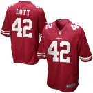 Men's San Francisco 49ers 42# Ronnie Lott Game Red Stitched Jersey