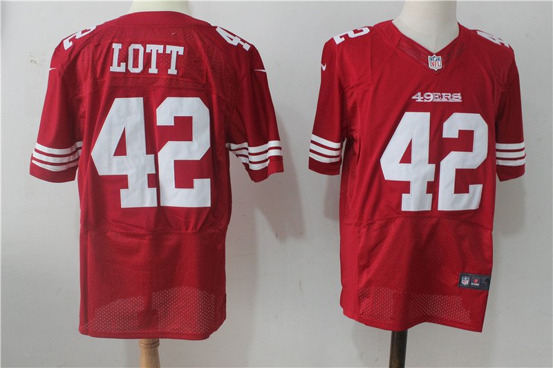 Men's San Francisco 49ers 42# Ronnie Lott Limited Red Stitched Jersey