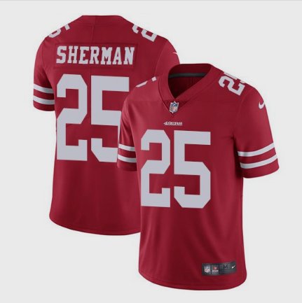 Men's San Francisco 49ers 25# Richard Sherman Limited Red Stitched Jersey