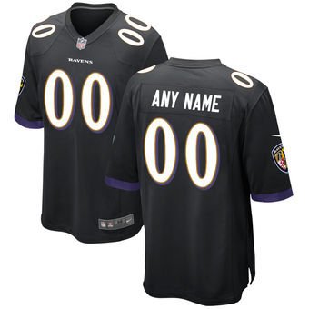 Men's Baltimore Ravens Custom Name And Number Game Limied Black Stitched Jersey