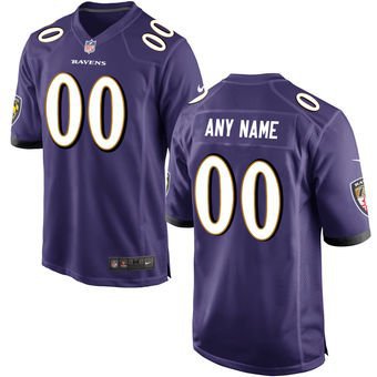 Men's Baltimore Ravens Custom Name And Number Game Limied Purple Stitched Jersey