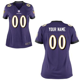 Women's Baltimore Ravens Custom Name And Number Game Limied Purple Stitched Jersey