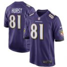 Men's Baltimore Ravens 81# Hayden Hurst Game Purple Stitched Jersey