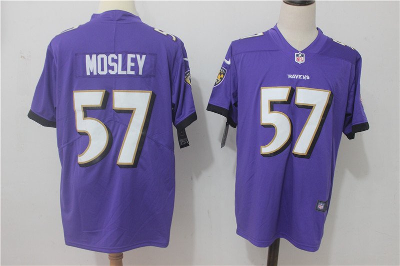 Men's Baltimore Ravens 57# C.J. Mosley Limited Purple Stitched Jersey
