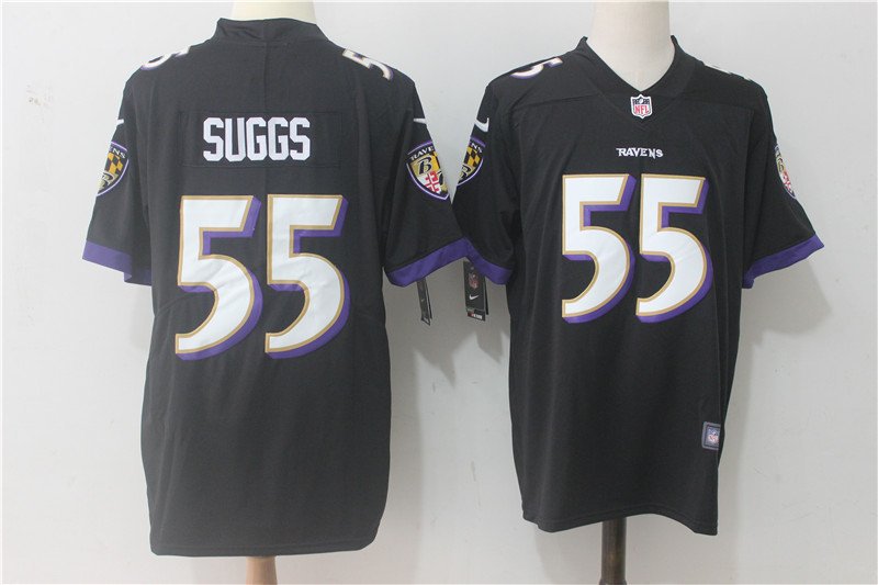 Men's Baltimore Ravens 55# Terrell Suggs Limited Black Stitched Jersey