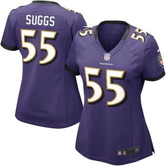 Women's Baltimore Ravens 55# Terrell Suggs Game Purple Stitched Jersey