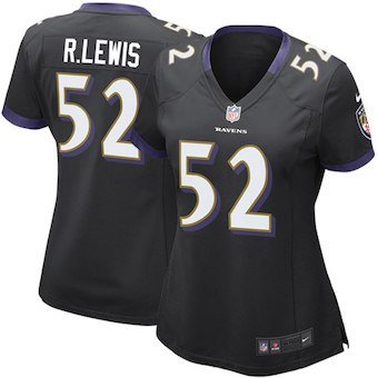 Women's Baltimore Ravens 52# Ray Lewis Game Black Stitched Jersey