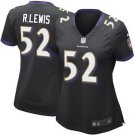 Women's Baltimore Ravens 52# Ray Lewis Game Black Stitched Jersey