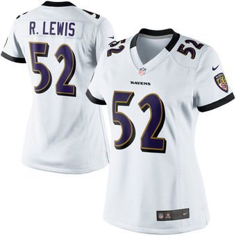 Women's Baltimore Ravens 52# Ray Lewis Game White Stitched Jersey