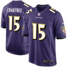 Men's Baltimore Ravens 15# Michael Crabtree Game Purple Stitched Jersey