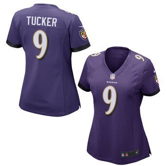 Women's Baltimore Ravens 9# Justin Tucker Purple Stitched Jersey