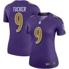 Women's Baltimore Ravens 9# Justin Tucker Game Purple Stitched Jersey