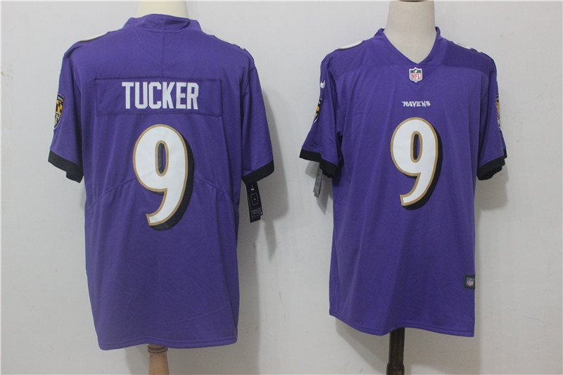 Men's Baltimore Ravens 9# Justin Tucker Limited Purple Stitched Jersey