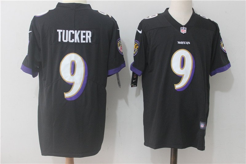 Men's Baltimore Ravens 9# Justin Tucker Limited Black Stitched Jersey