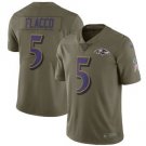 Men's Baltimore Ravens 5# Joe Flacco Game Olive Stitched Jersey