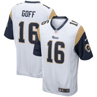 Men's Los Angeles Rams 16# Jared Goff White Stitched Jersey