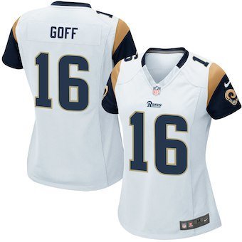 Women's Los Angeles Rams 16# Jared Goff White Stitched Jersey