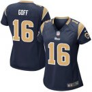 Women's Los Angeles Rams 16# Jared Goff Navy Blue Stitched Jersey