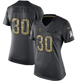 Women's Los Angeles Rams 30# Todd Gurley Olive Stitched Jersey