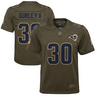 Youth Los Angeles Rams 30# Todd Gurley Olive Stitched Jersey