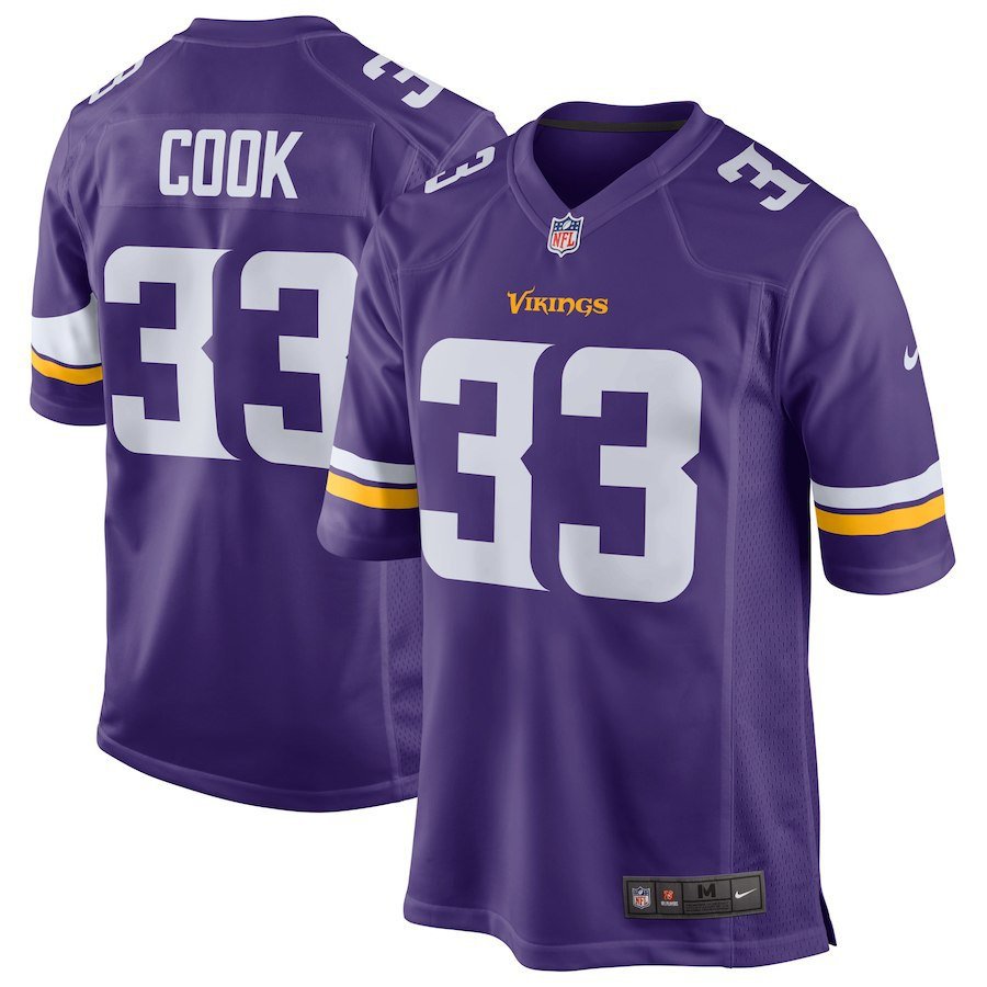Men's Minnesota Vikings 33# Dalvin Cook Game Purple Stitched Jersey