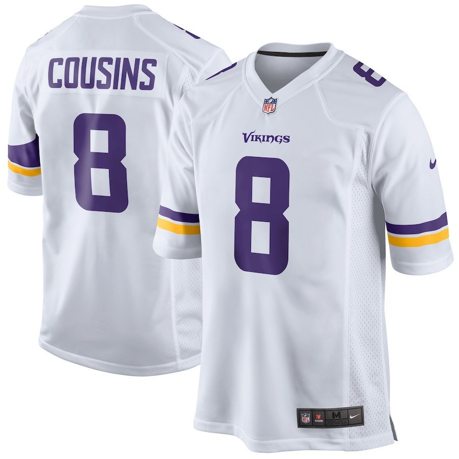Men's Minnesota Vikings 8# Kirk Cousins White Stitched Jersey