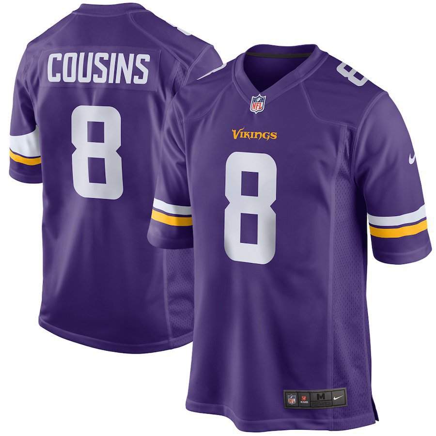 Men's Minnesota Vikings 8# Kirk Cousins Purple Stitched Jersey