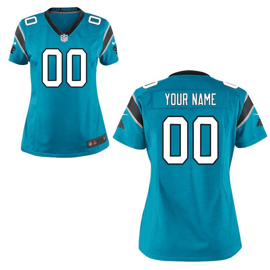 Women's Carolina Panthers Custom Name And Number Game Limied Blue Stitched Jersey