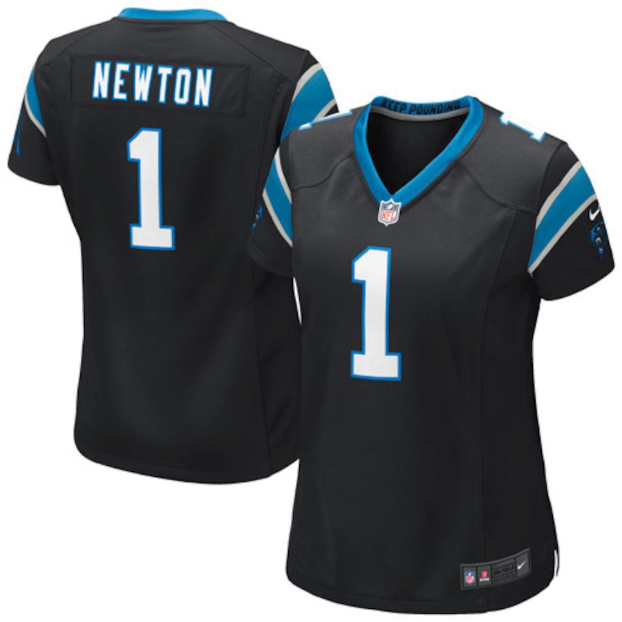 Women's Carolina Panthers 1# Cam Newton Black Stitched Jersey