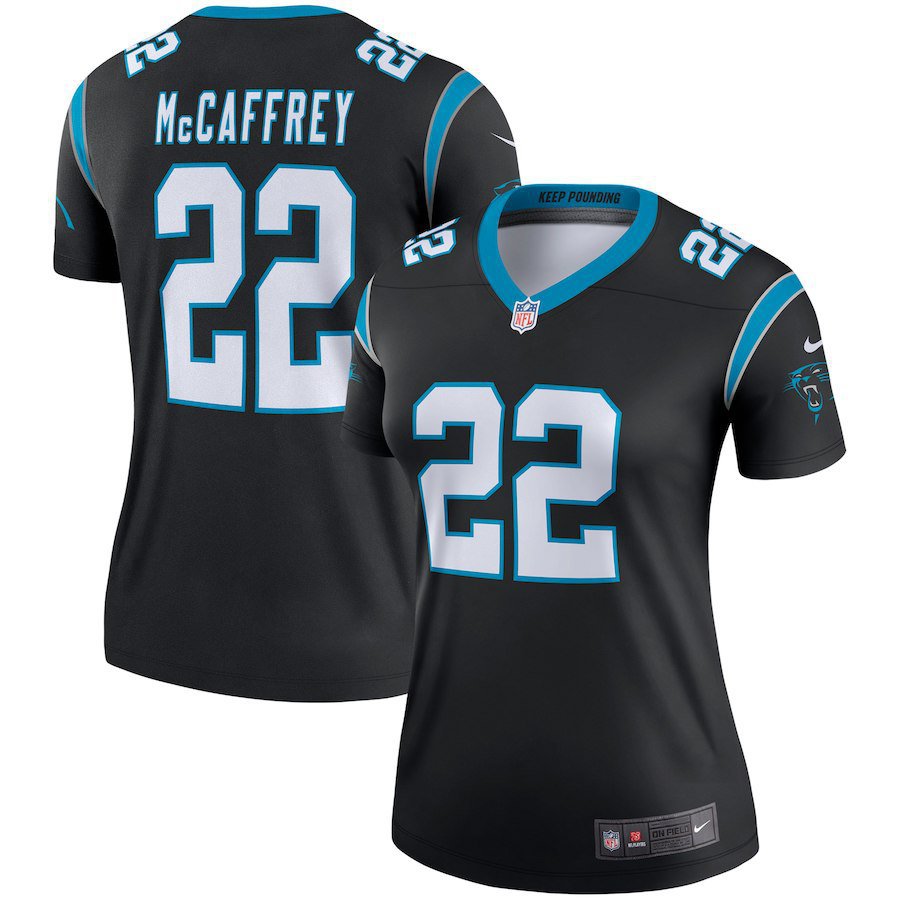 Women's Carolina Panthers 22# Christian McCaffrey Black Stitched Jersey