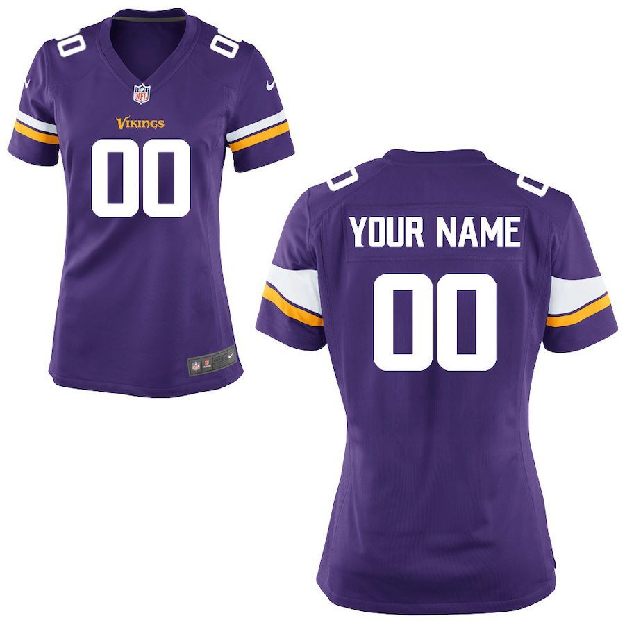 Women's Minnesota Vikings Custom Name And Number Game Limied Purple Stitched Jersey
