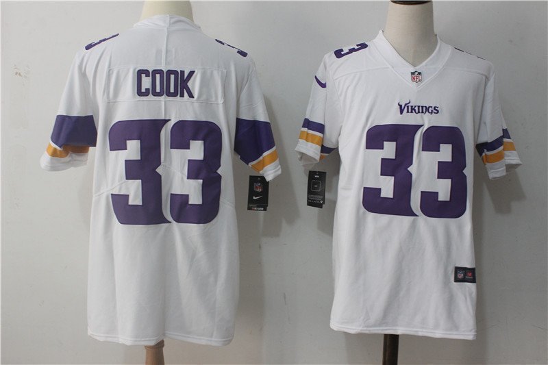 Men's Minnesota Vikings 33# Dalvin Cook White Stitched Jersey