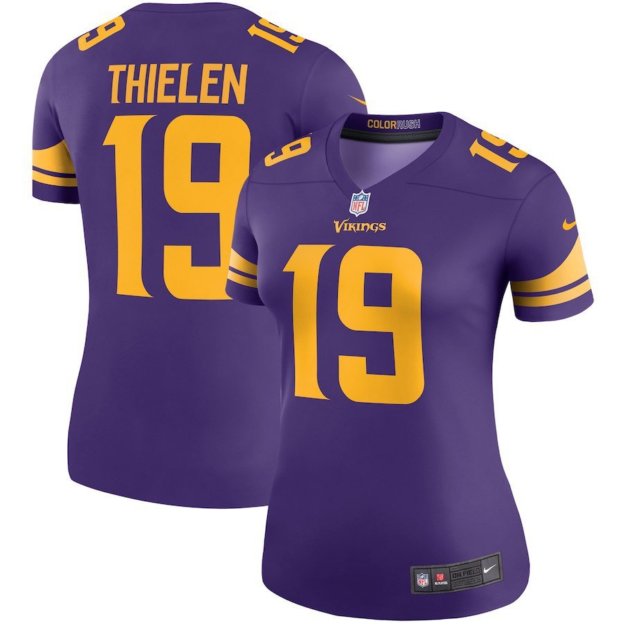 Women's Minnesota Vikings 19# Adam Thielen Game Purple Stitched Jersey