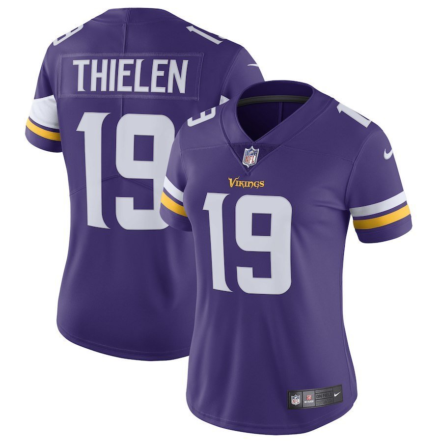 Women's Minnesota Vikings 19# Adam Thielen Purple Stitched Jersey