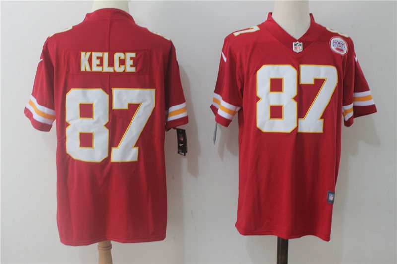 Men's Kansas City Chiefs 87# Travis Kelce Red Stitched Jersey