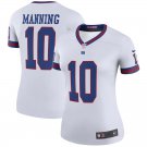 Women's York Giants 10# Eli Manning White Blue Stitched Jersey