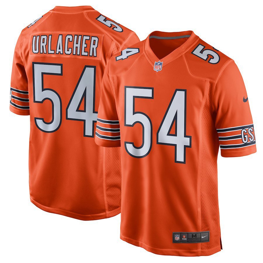Men's Chicago Bears 54# Brian Urlacher Game Orange Stitched Jersey