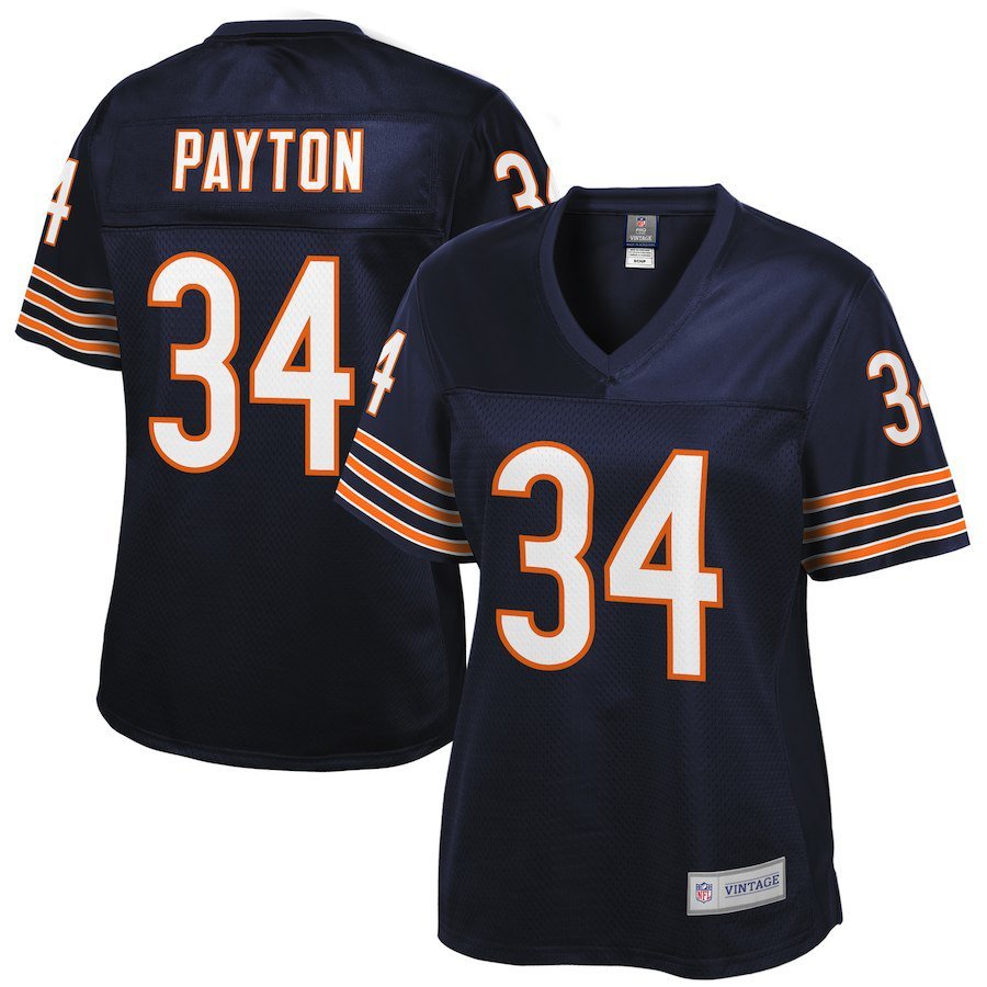 Women's Chicago Bears 34# Walter Payton Navy Stitched Jersey