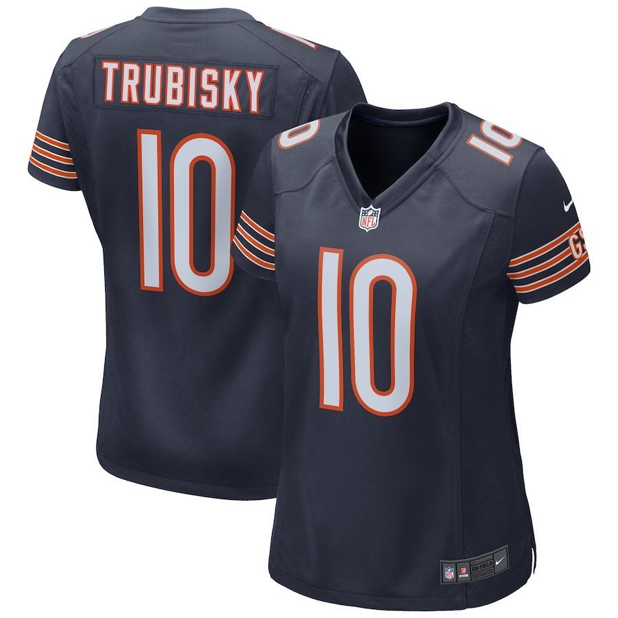 Women's Chicago Bears 10# Mitchell Trubisky Navy Stitched Jersey