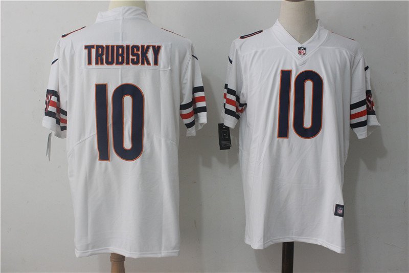 Men's Chicago Bears 10# Mitchell Trubisky Limited White Stitched Jersey