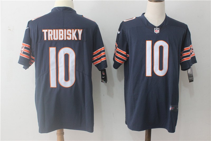 Men's Chicago Bears 10# Mitchell Trubisky Limited Navy Blue Stitched Jersey