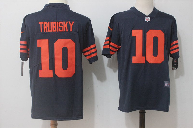 Men's Chicago Bears 10# Mitchell Trubisky Navy Blue Stitched Jersey