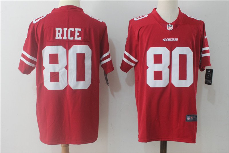 Men's San Francisco 49ers 80# Jerry Rice Red Stitched Jersey