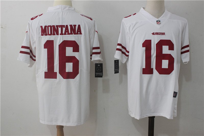 Men's San Francisco 49ers 16# Joe Montana White Stitched Jersey
