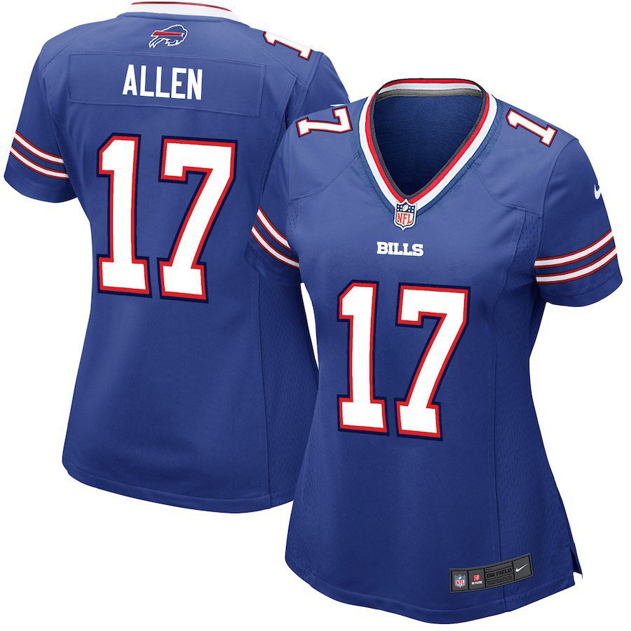 Women's Buffalo Bills 17# Josh Allen Blue Stitched Jersey