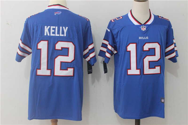 Men's Buffalo Bills 12# Jim Kelly Blue Stitched Jersey