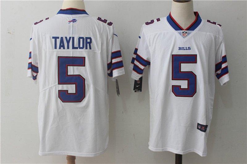 Men's Buffalo Bills 5# Tyrod Taylor White Stitched Jersey